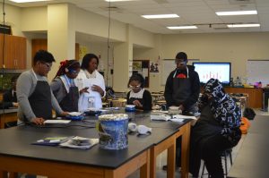 The agriculture class conducts an experiment in class Jan. 9. "I had to weigh the mass of an eraser, perky and beaker," Max Rojas, freshman, said. "She had us write down what we observed, I really enjoyed this."